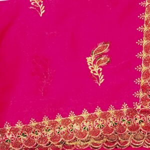 Pink saree lazer work